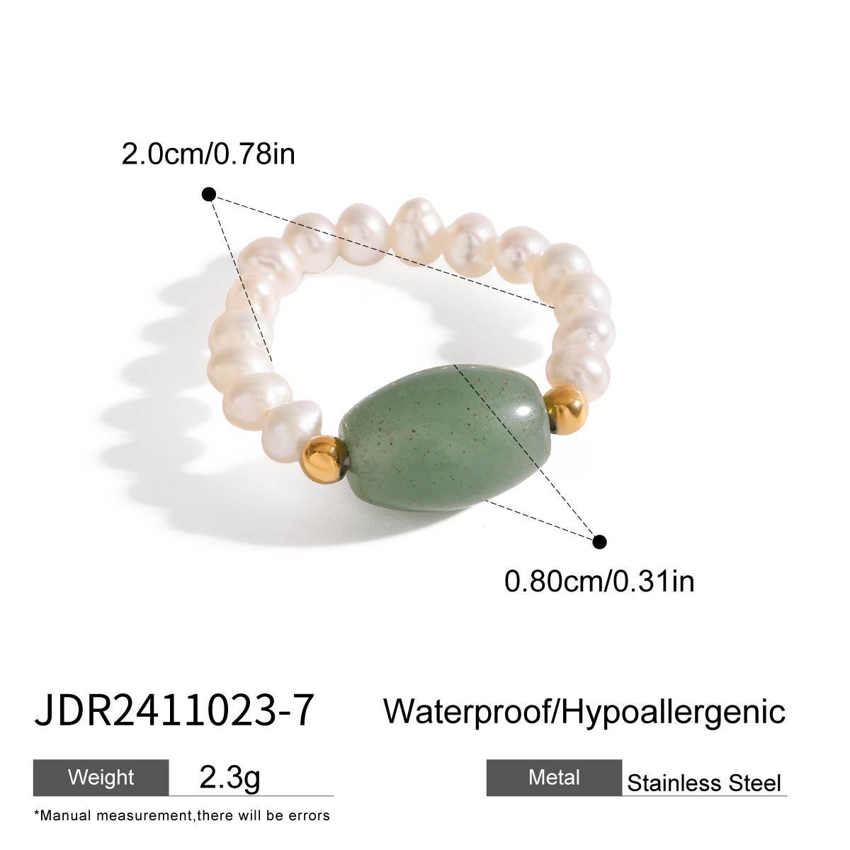 Stainless Steel Natural Stone Pearl Ring Simple