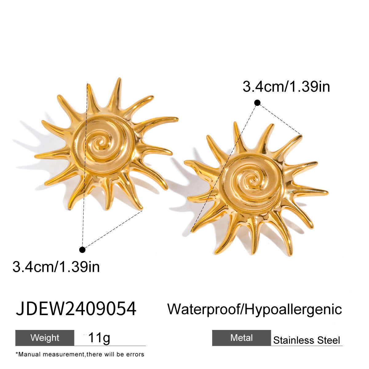 Stainless Steel Thread Sun Flower Ear Studs Niche Retro