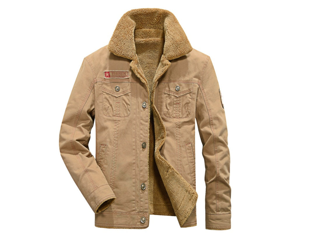 Winter plus velvet thick lapels uniforms air force one jacket jacket cotton clothing men Viralgem Store