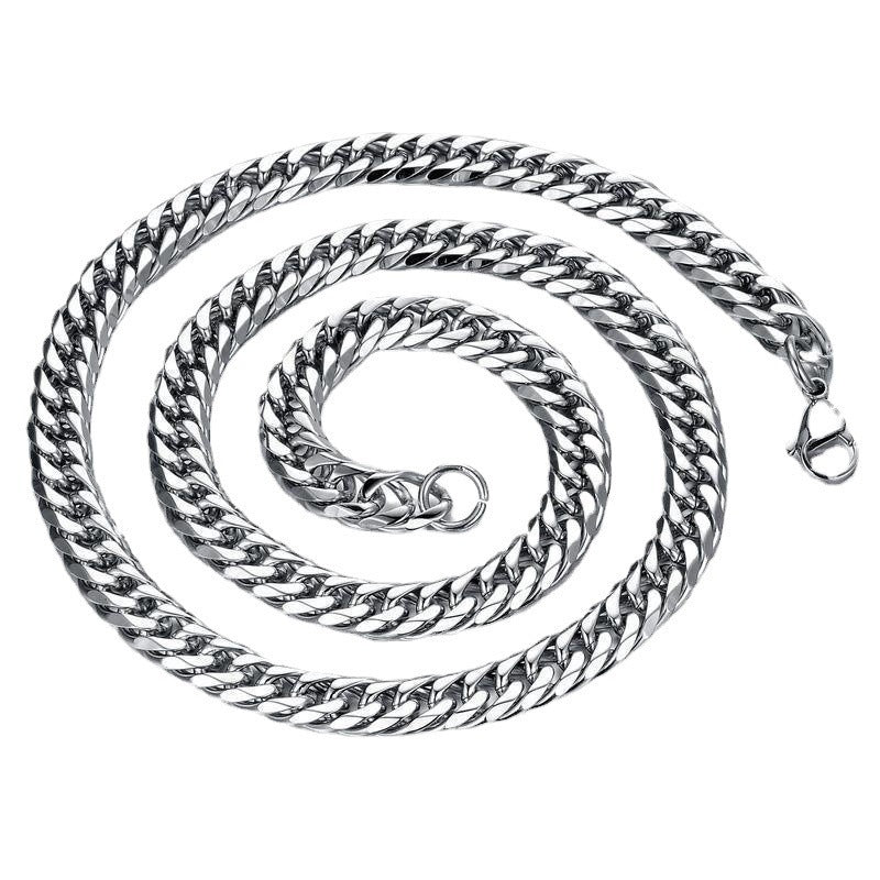 Stainless Steel Necklace Six-sided Grinding Cuban Link Chain Personality Simple Sweater Chain Viralgem Store
