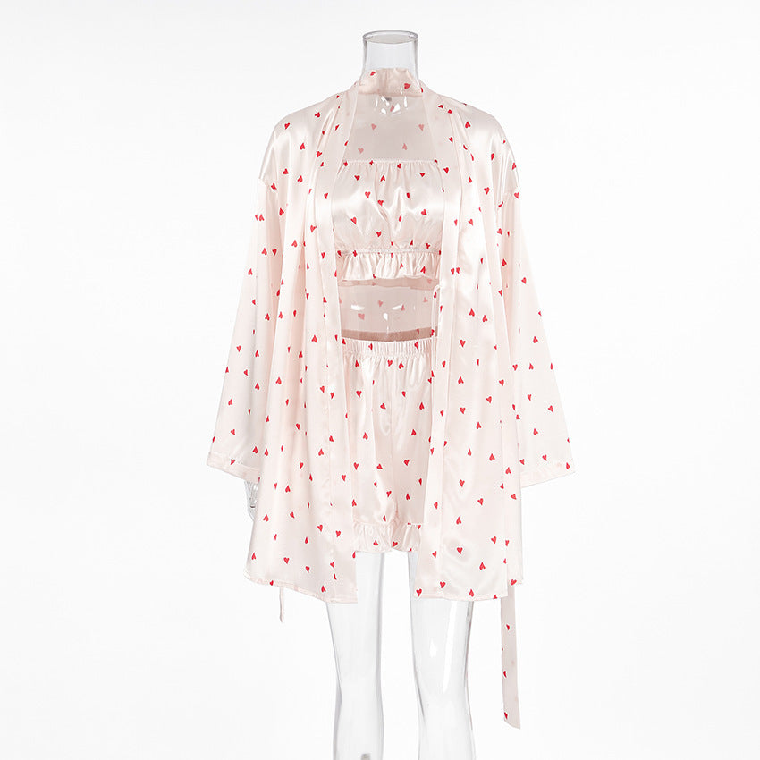 Women's Three-piece Love Pajamas