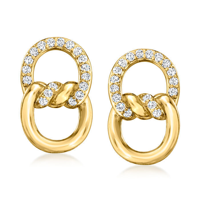18K Gold Double D Ring Micro Inlaid Zircon Bends And Hitches Stud Earrings Viralgem Store