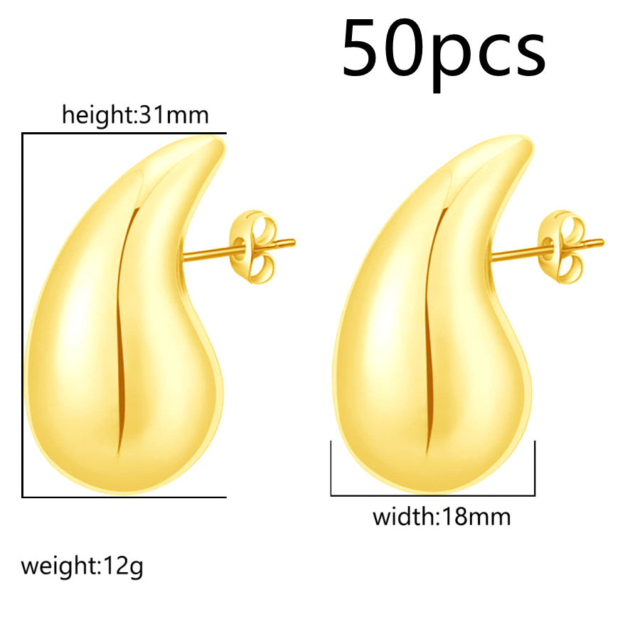 Advanced Design Feeling Chubby Water Drop Earrings, Stainless Steel Hollow Earrings Viralgem Store
