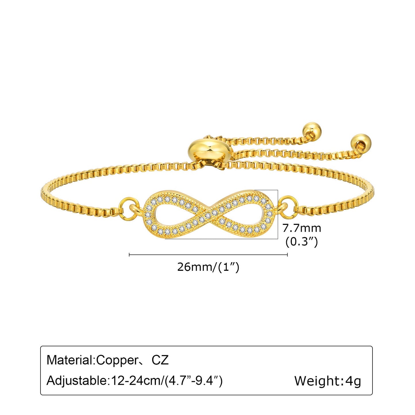 Adjustable Infinity Box Chain Double-layer Zircon Bracelet For Women Viralgem Store