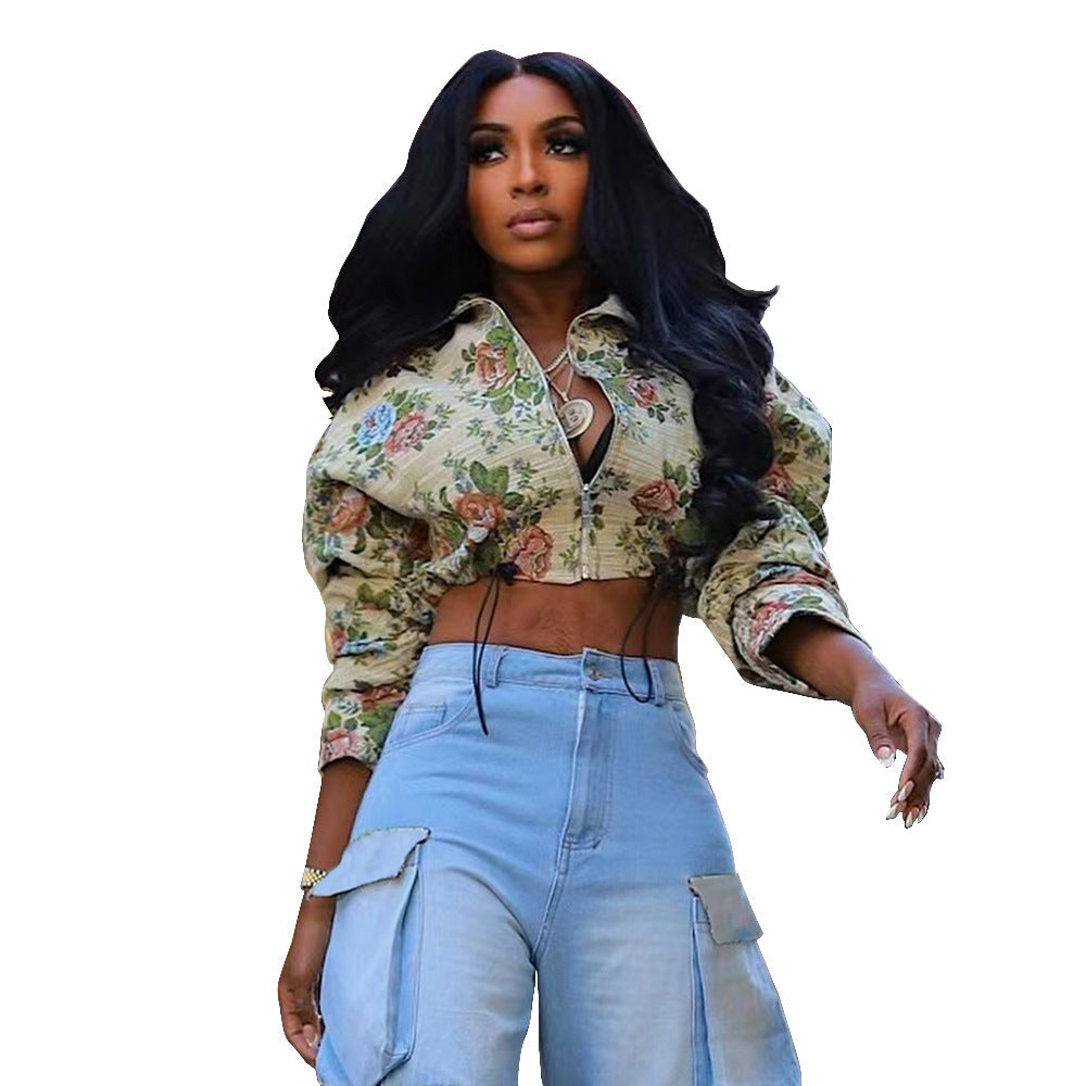 Women's Lace-up Yarn-dyed Jacquard Long-sleeved Jacket Viralgem Store