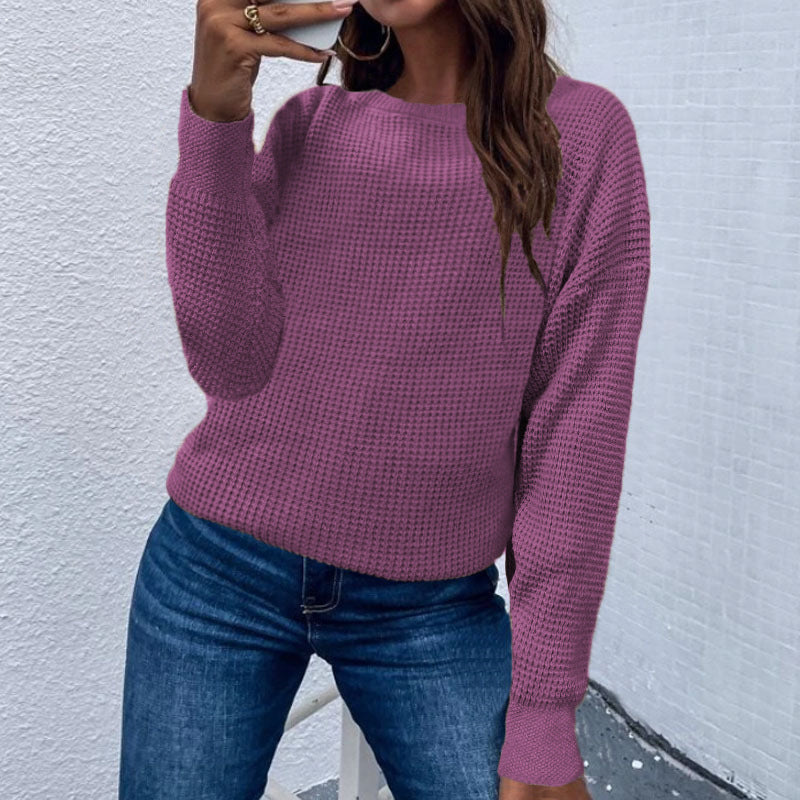 Solid Color Pullover Sweater Knitted Top For Women Viralgem Store