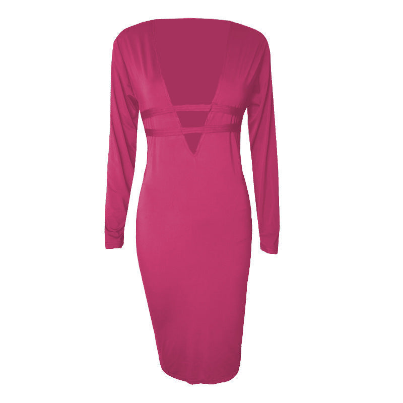 Women's Long Sleeve Deep V Sheath Dress Viralgem Store