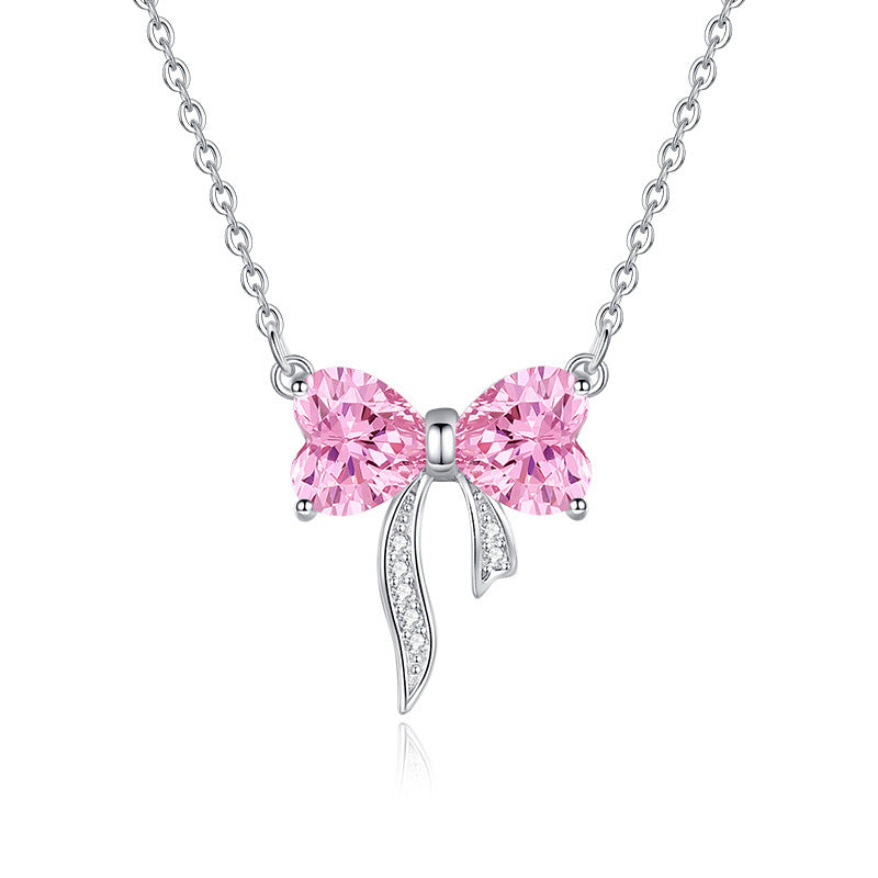 Women's Bow Zircon Necklace S925 Sterling Silver Clavicle Chain Viralgem Store