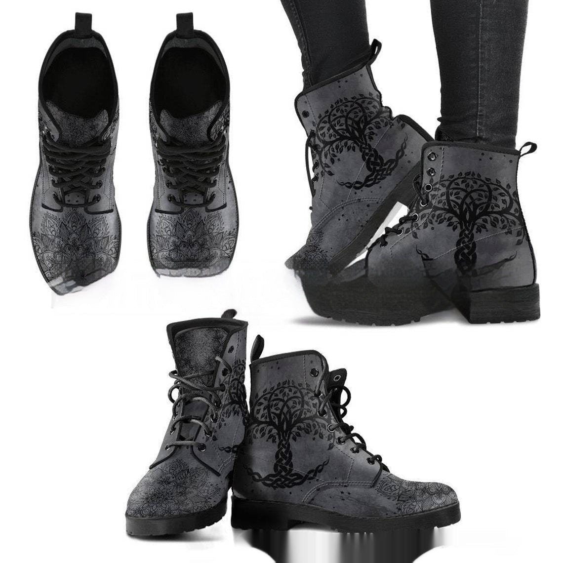 Women's Printed Cartoon Lace-up High-top Leather Boots Viralgem Store