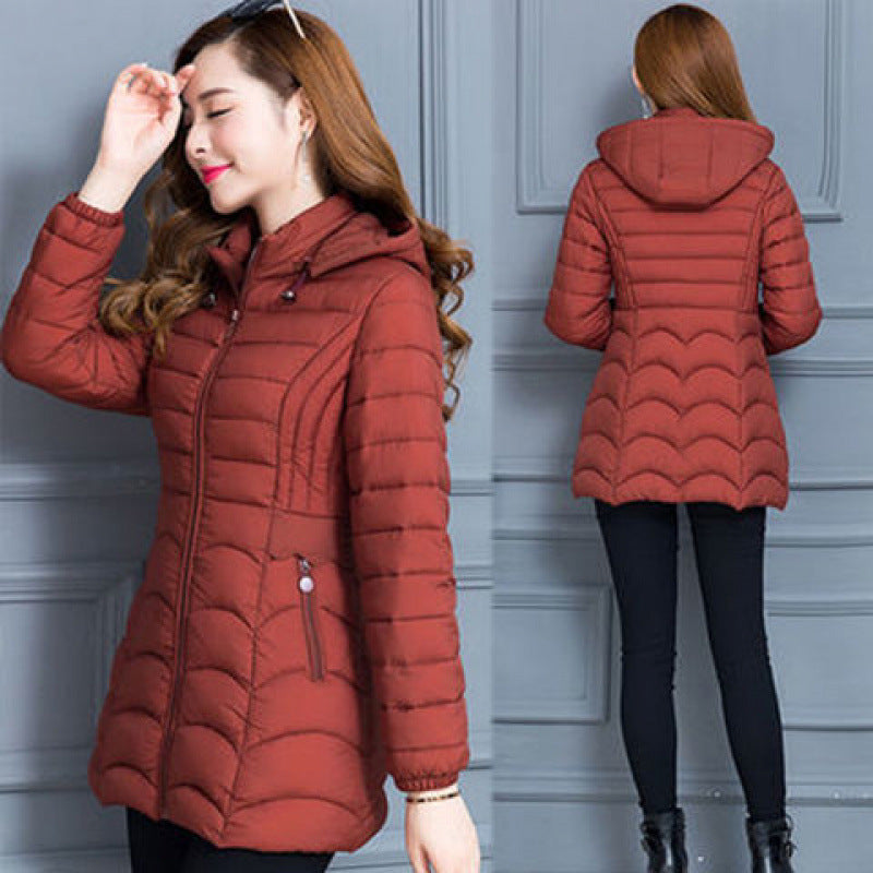 Women's Mid-length Simple Slim-fit Figure Flattering Mid-length Cotton-padded Coat Viralgem Store