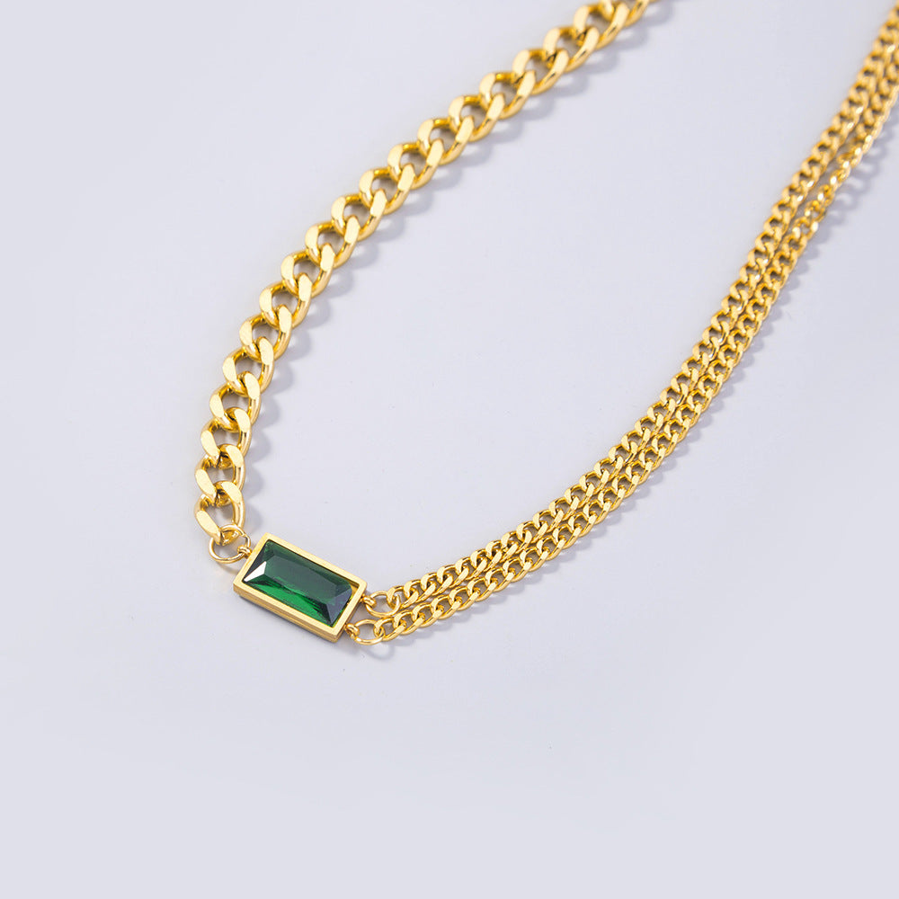 Stone Clavicle Necklace Choker Stitching Chain Necklace