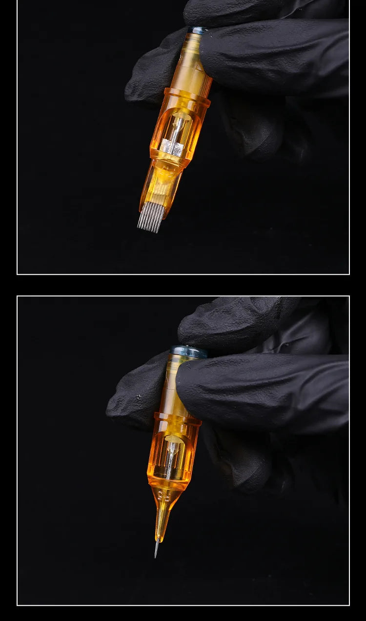 20pcs Yellow Dragonfly Tattoo Cartridge Needle Agujas RL RM RS M1 Body Easy To Color For Machine Permanent Makeup Eyebrow Beauty