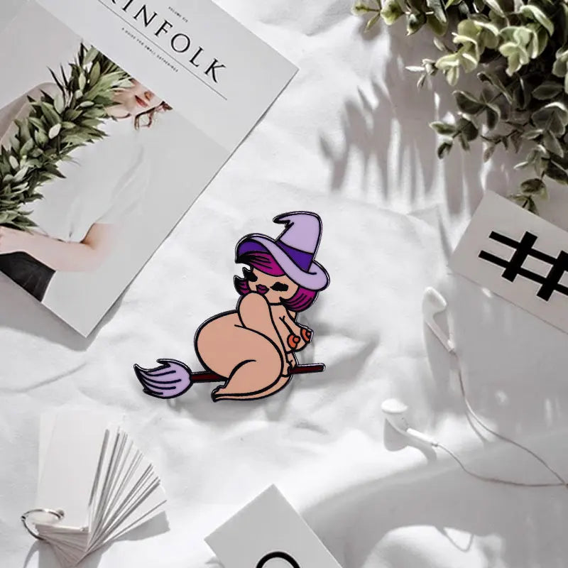 Witch Lapel Pin Collection Magic Broomstic Brooch Ice Cream Mug Frappuccinoo Badge Witches Welcome Jewelry Viralgem Store