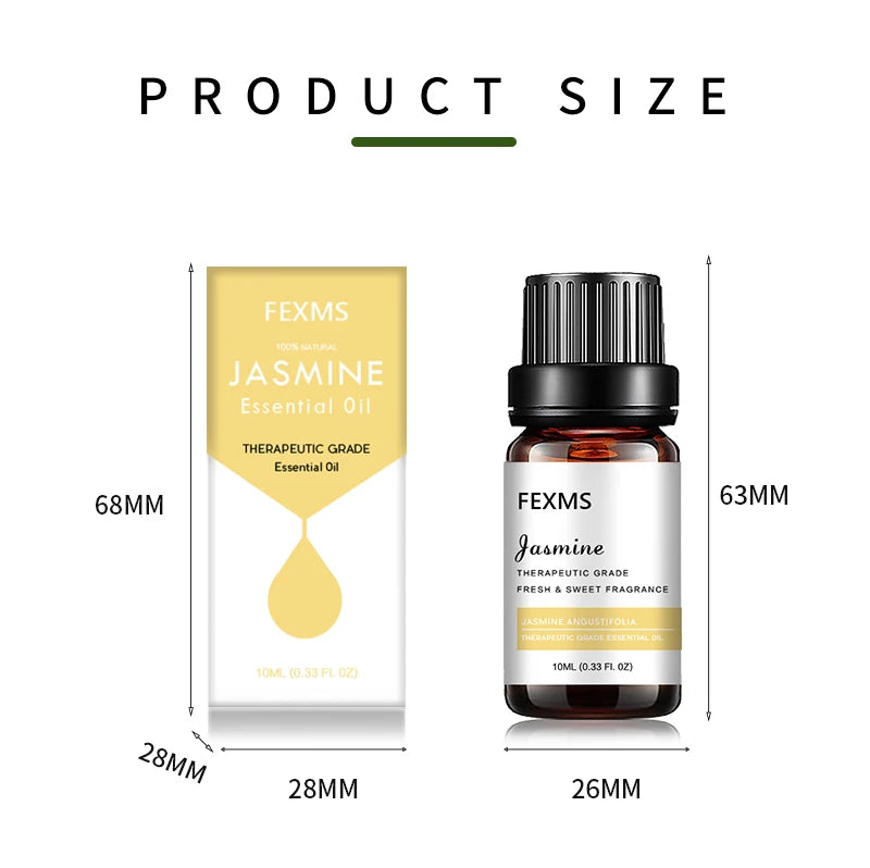 100% Pure Organic Therapeutic Grade Jasmine Oil for Diffuser, Sleep, Perfume, Massage, Skin Care, Aromatherapy, Bath - 10ML