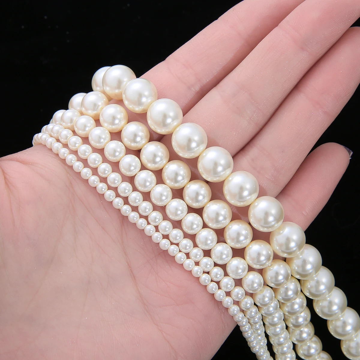 3/4/6/8/10mm AAA High Quality Glass Imitation Pearls Round Loose Beads for DIY Bracelet Earrings Necklace Jewelry Making Garment