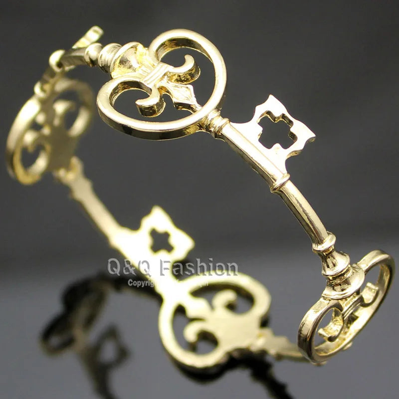 Vintage Victorian Skeleton Key Cross Bridal Bracelet Fashion Unisex Bangle Cuff Valentine Anime Halloween Jewelry Party Wedding Viralgem Store