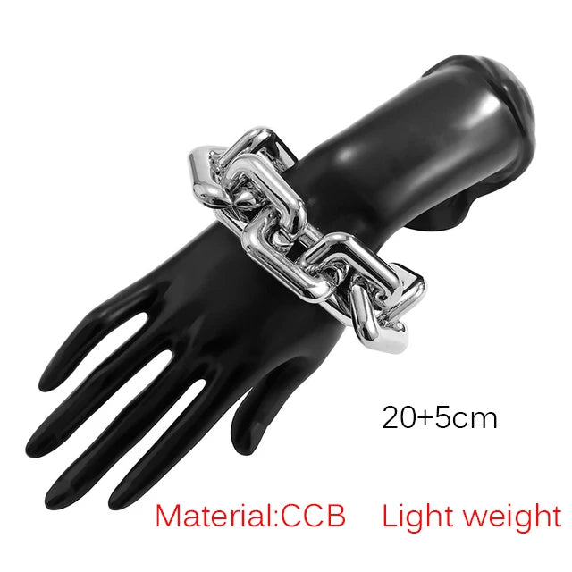 SRCOI Simple Punk CCB Chain Bracelet Exaggerated Geometric Square Twisted Thick Link Chain Bracelet Women Hip Hop Jewelry