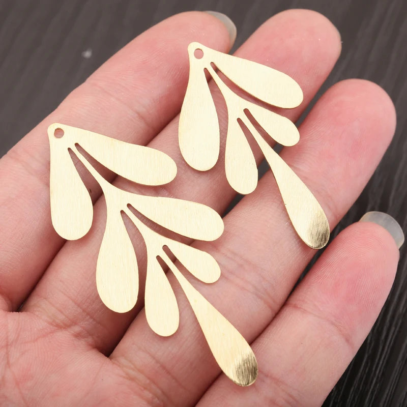 10Pcs Raw Brass Leafy Vine Charms Flower Leaf Pendant for Diy Boho Leaves Earrings Necklace Goddess Hippie Jewelry Making