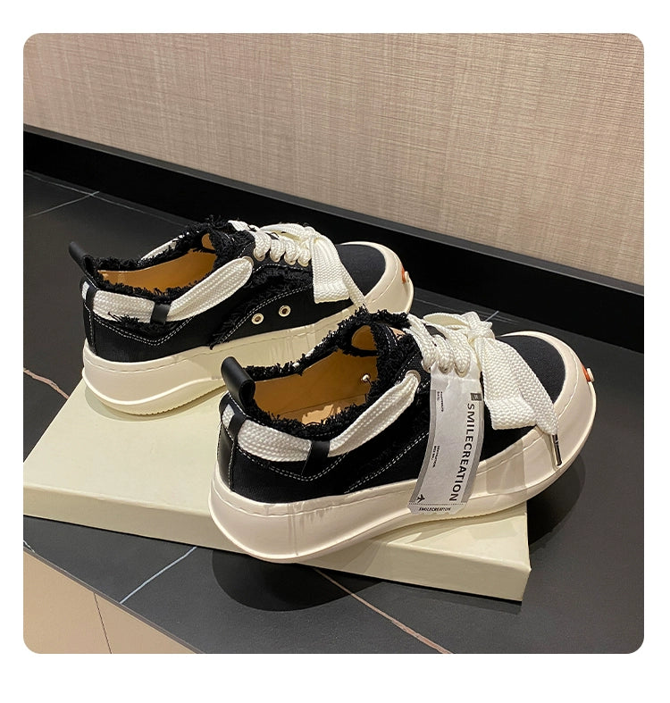 Tan Jianji Style Canvas Shoes Women's Summer 2023 New Arrival Thick Sole Beggar Shoes White Shoes Casual Sports Skate Shoes Fashion Shoes