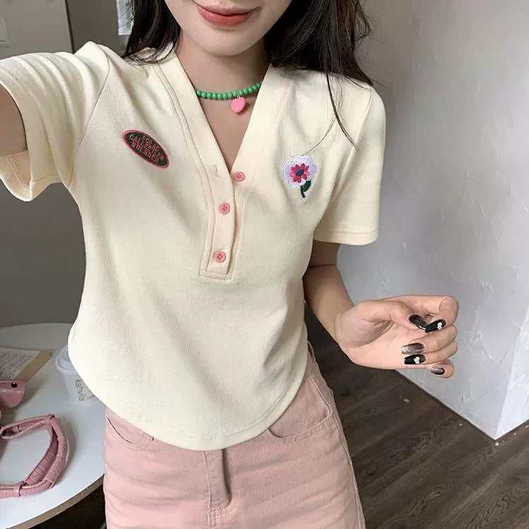 150.00kg Plus Size T-shirt Female Stylish Niche Style Plus Size Ladies Summer Sweet Sexy Chic Unique Asymmetrical Short Tops