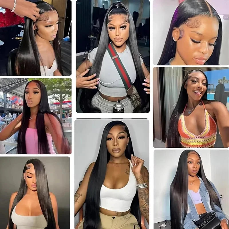 220% 40 42 Inch 13x6 Bone Straight HD Lace Front Human Hair Wigs Brazilian Pre Plucked 250 Density Lace Frontal Wig For Women Viralgem Store