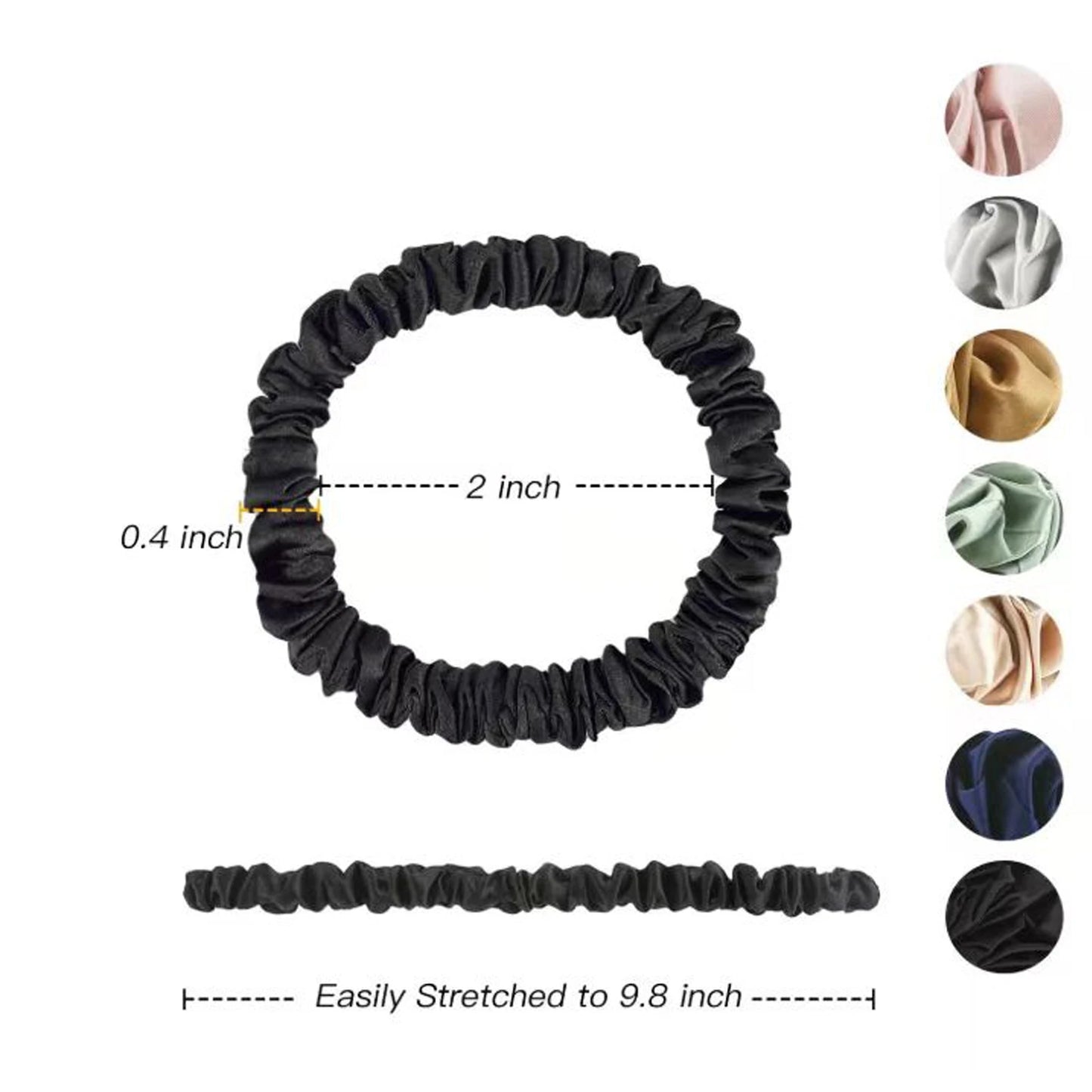 5PCS 100% Pure Mulberry Silk Hair Scrunchie Handmade Hairbands Women Girl Hair Accessories Pure Color Natural HairTies Box