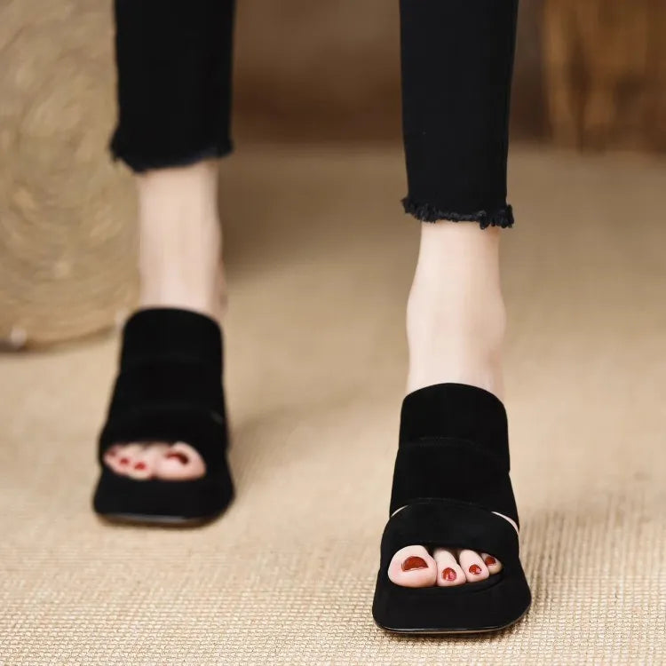 Women High Heels Sandals Summer New Black Hook Heels Party Shoes Woman Fashion Buckle Strap Platform Sandals