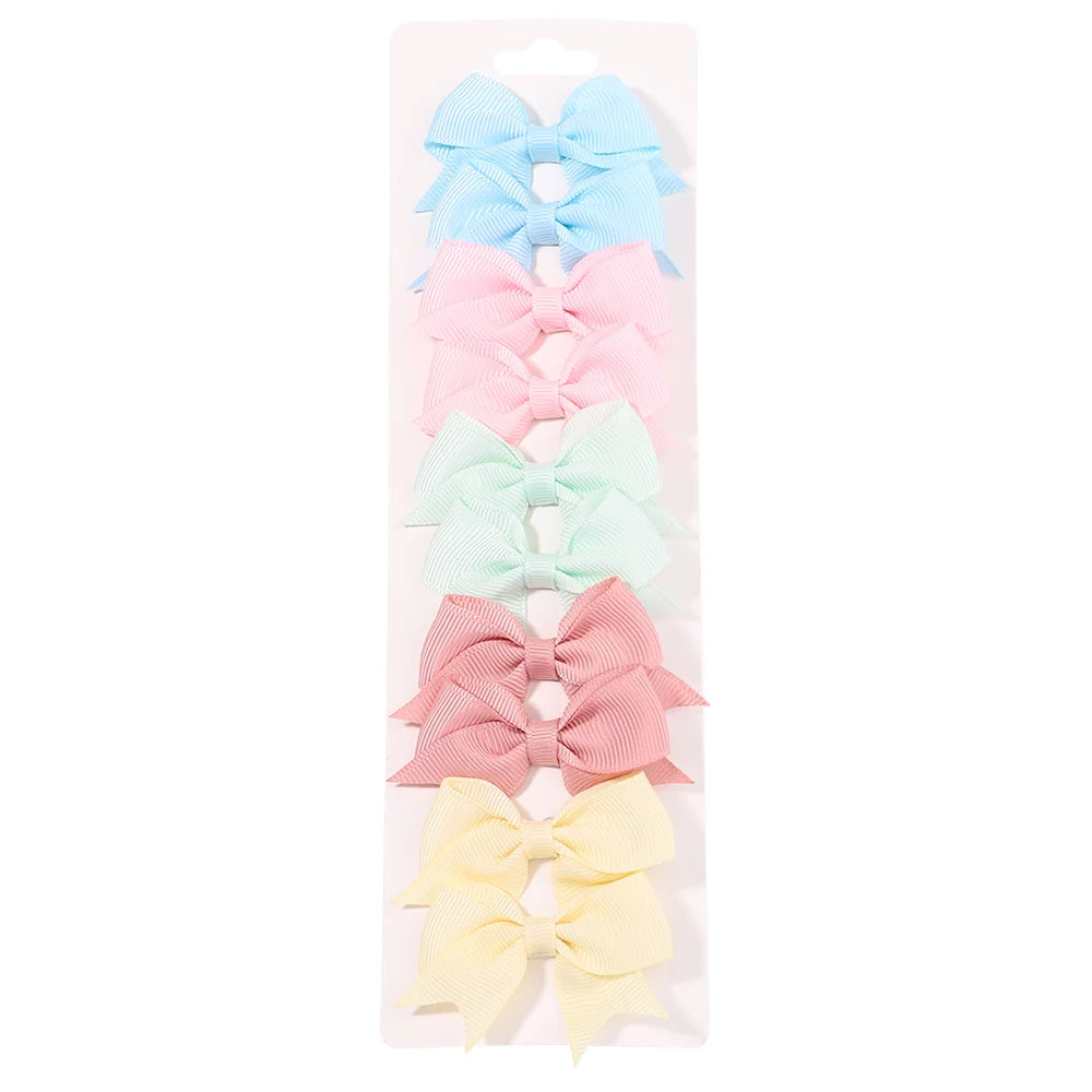10Pcs/Set Solid Color Kids Bows Hair Clips for Baby Girls Handmade Ribbon Bowknot Hairpin Barrettes New Year Hair Accessories Viralgem Store