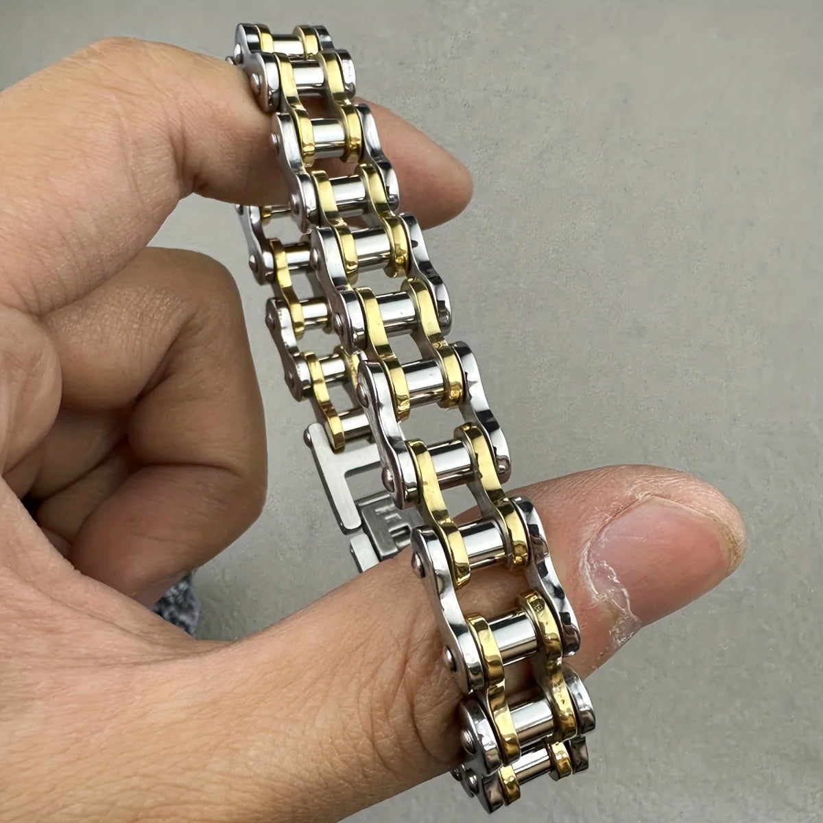 1pcs Punk Rock Stainless Steel Biker Mens Bracelet Link Chain Motorcycle Bike Bicycle Chain Bracelets Bangles Jewelry