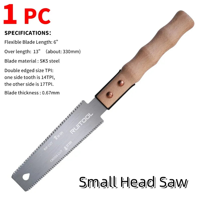 1pc Japanese Saw 6 Inch Double Side Hand Pull Saw 14&17TPI SK-5 Steel Flexible Blade Flush Cut Saw for Woodworking