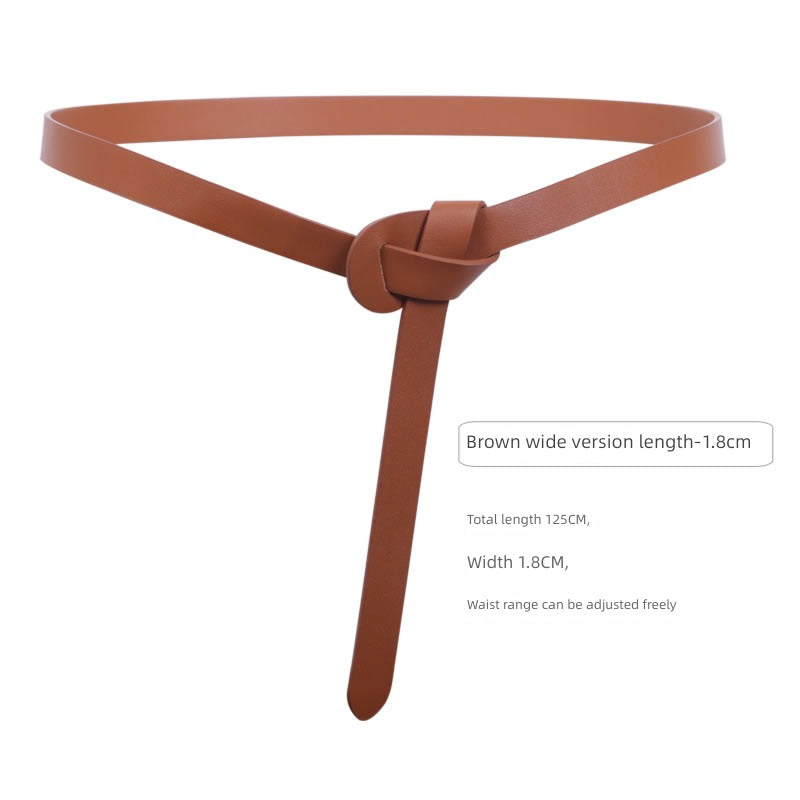 Women's Woolen Sweater Accessories Leather Coffee Color Lengthened Belt