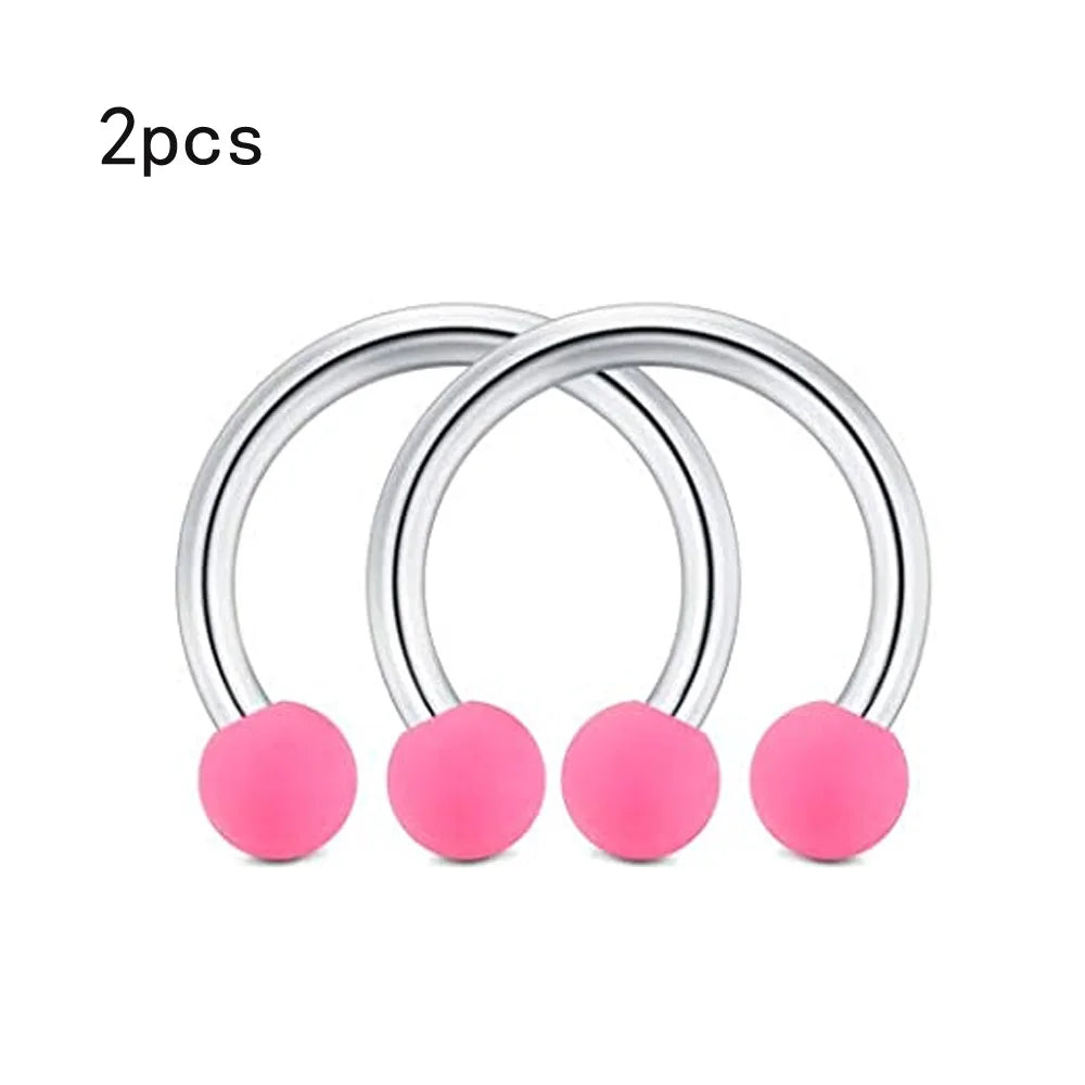 WKOUD 16G Cartilage Helix Earrings Hoop Tragus Snug Piercing Jewelry Stainless Steel Curved Barbell Eyebrow Rings Pink 6/8/10mm