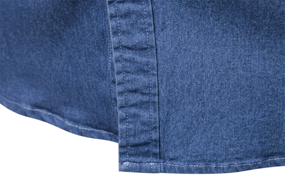 AIOPESON Autumn New Cotton Men's Denim Shirt Solid Color Single Pocket Casual Long Sleeve Shirt Autumn Jeans Shirt for Men