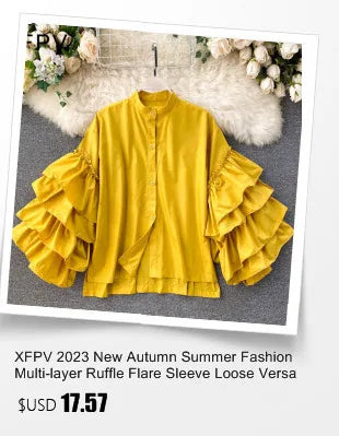 XFPV Women Three-dimensional Flower Wooden Ear Edge Patchwork T-shirt Puff Short Sleeve Fashion Sweet Korea Tide Summer 2023