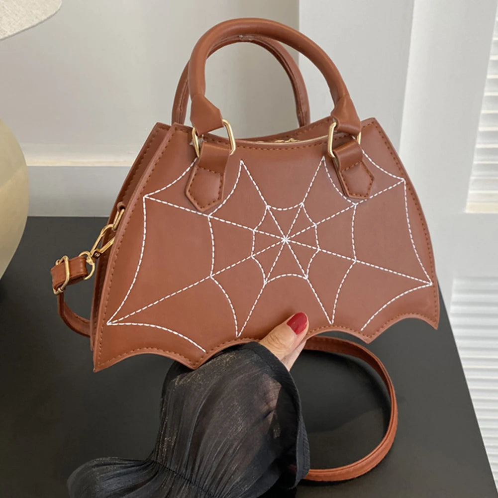 Women Crossbody Bag Large Capacity Coffin Shape Phone Shoulder Bag Halloween PU Top Handle Bag for Travel Make Up Cosmetic Bag