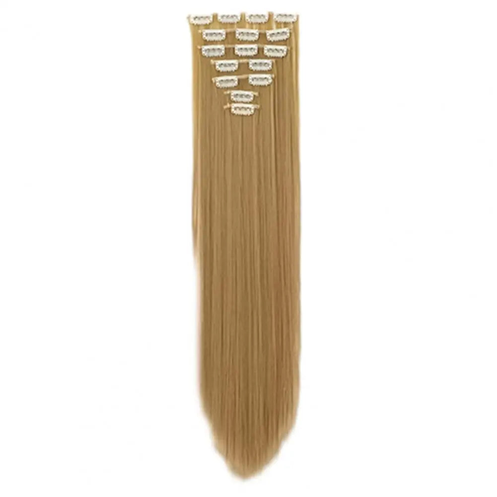 56cm Wig Extensions Women's Synthetic Clip-in One Piece Straight Hair Extensions Synthetic Wigs Seamless Customizable Wig Pieces