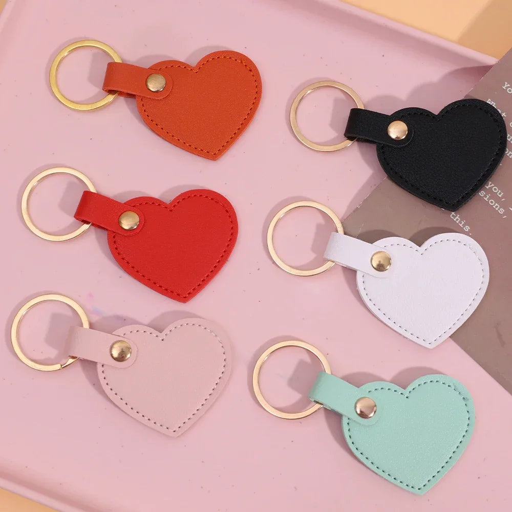 2024 Charm Leather Heart Key Chain Fashion Leather Heart Shape Keychain Women Car Key Holder Home Key Ring Bag Car Pendant Gift Viralgem Store
