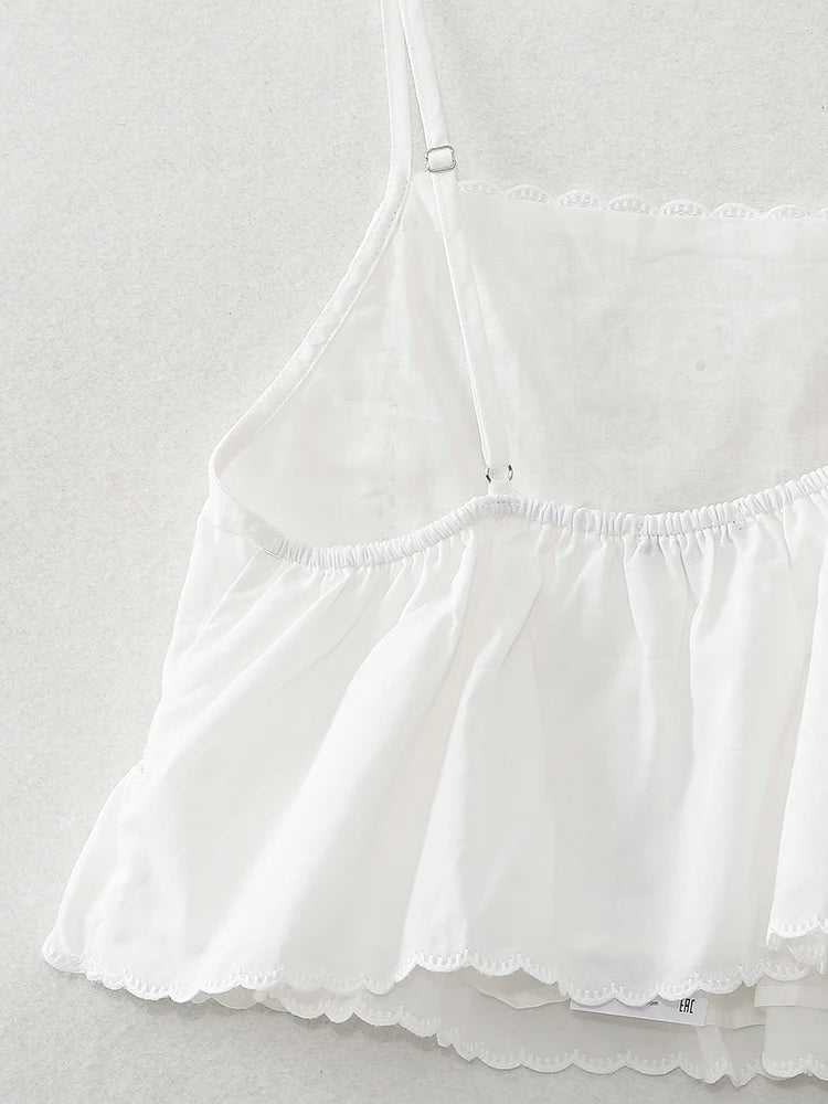 XNWMNZ Women's Fashion 2023 Embroidered Top Women Vacation Straight Neckline Adjustable Thin Straps Versatile Female Top