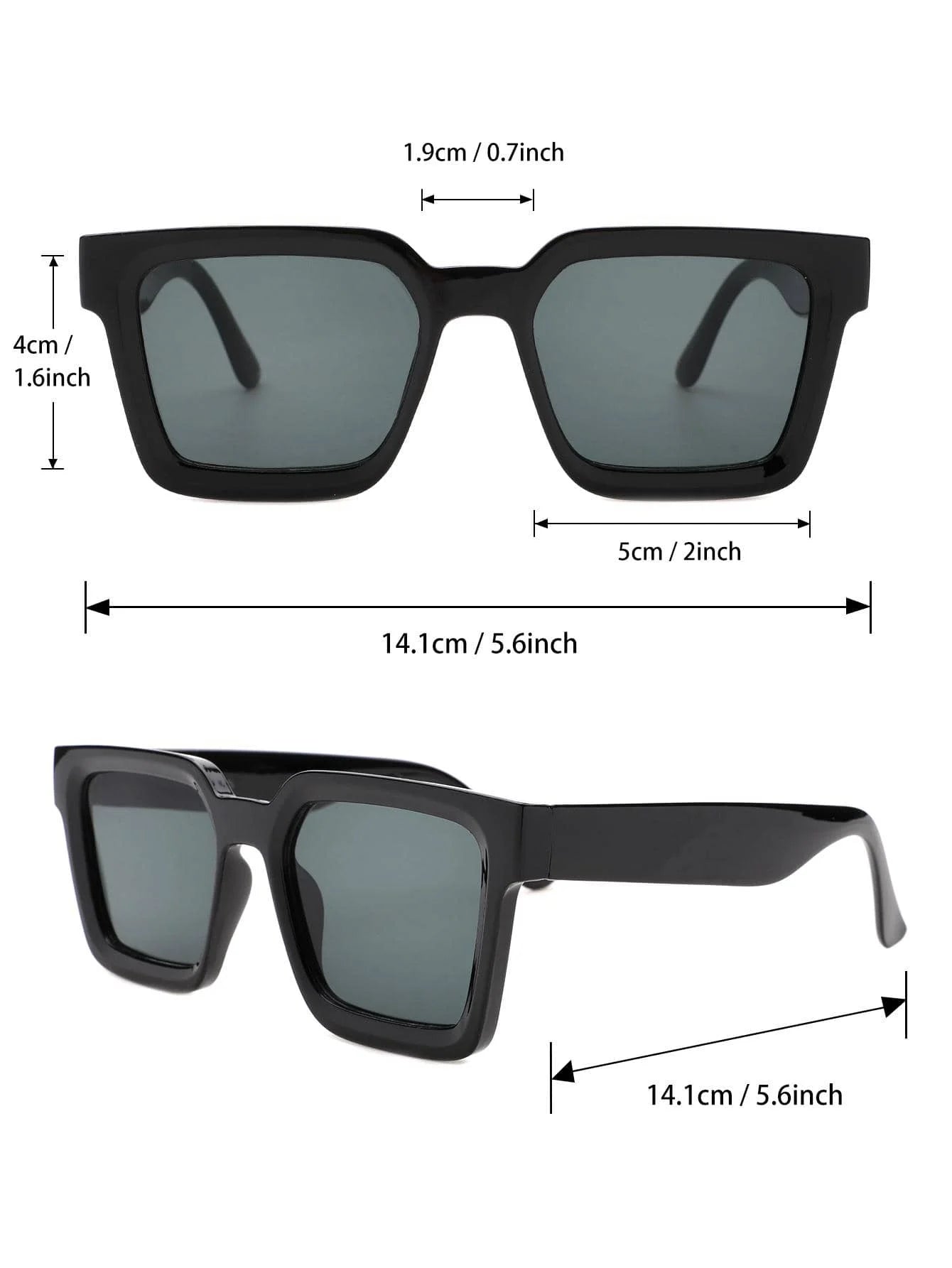 2pcs Women Men Square Frame Fashion Sunglasses For Vacation Driving UV400 Cycling Accessories