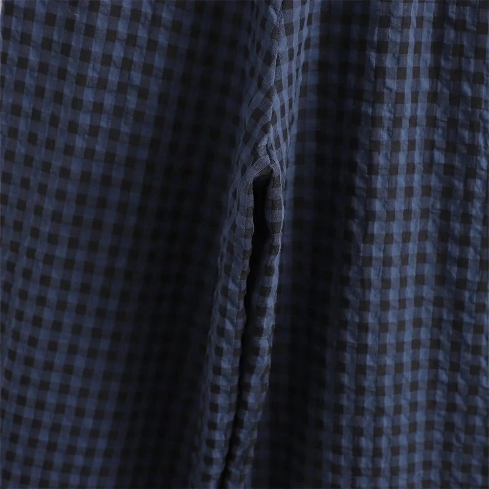 Spring New Product Women's Casual Style Slim Fit Lace Collar Decoration Long sleeved Plaid jumpsuit Viralgem Store