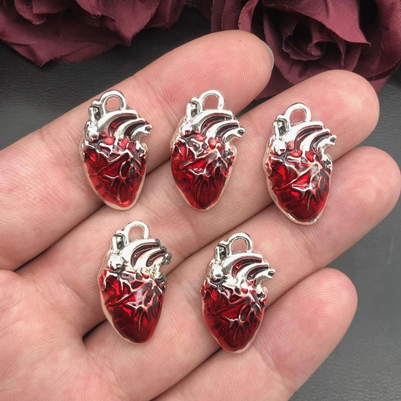 5pcs 25*14mm Human Heart Organ Charms Science Medicine Anatomical Pendant Biology Jewelry Finding.DIY.charms for jewelry making Viralgem Store