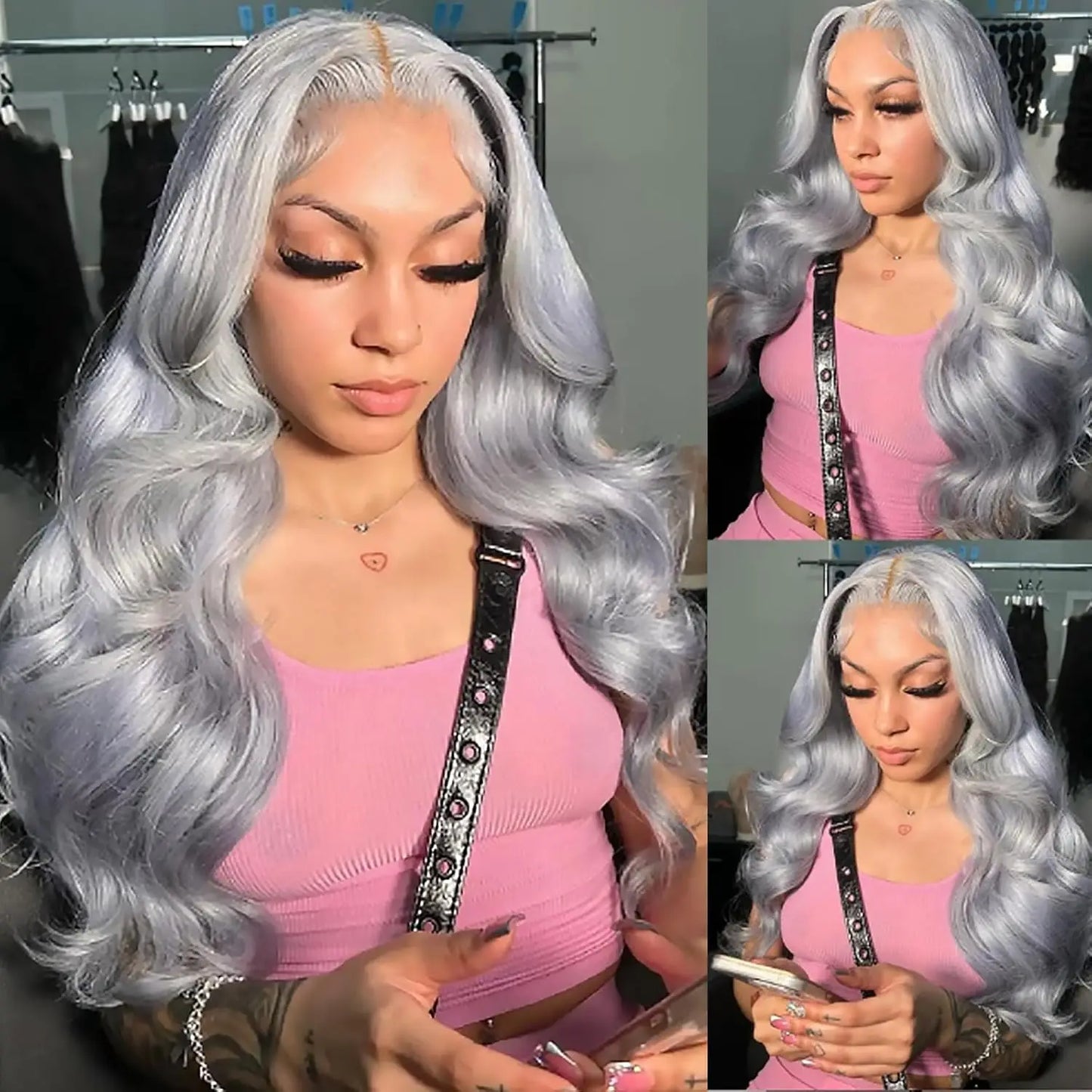 13x6 Silver Grey Body Wave Lace Front Human Hair Wigs Pre Plucked 613 HD Frontal Wigs Brazilian Cosplay Colored Human Hair Wig