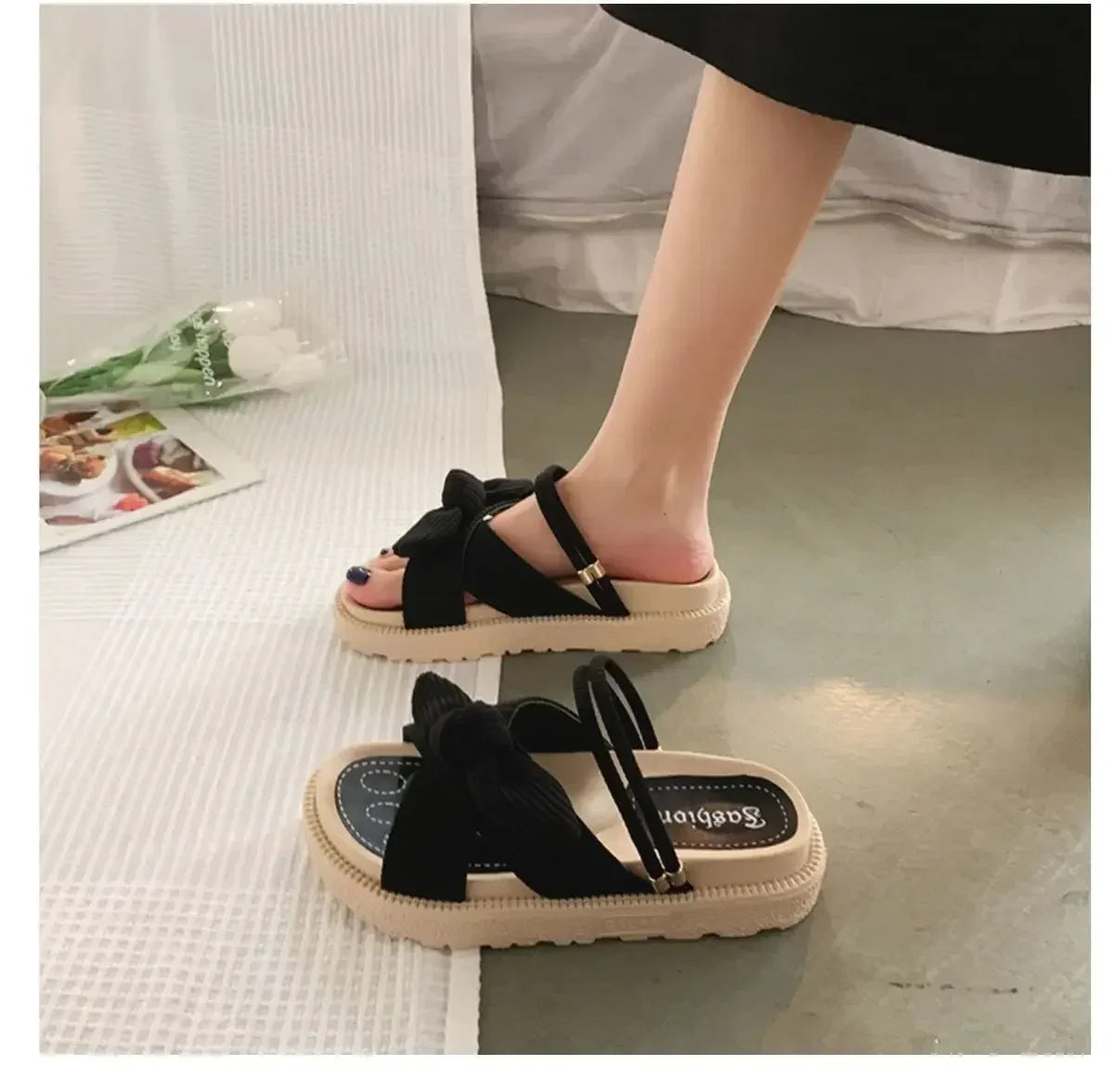 Women Sandalias Mujer Summer Fairy Style 2024 New Fashion Student Platform Roman Lady Sands Flat Shoes Cute Slippers