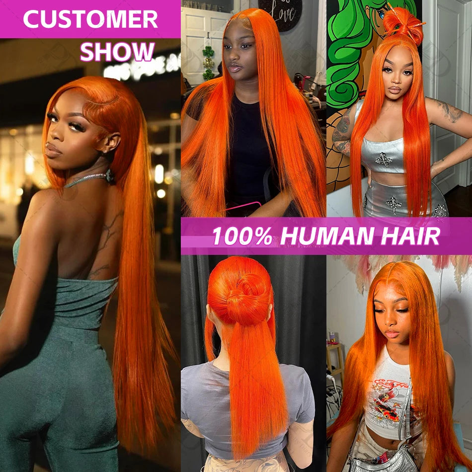 30 Inch Brazilian 100% Human Hair Weft Ginger Orange Bone Straight Bundles Virgin Raw Quick Weaves Colored Remy Hair Extension Viralgem Store