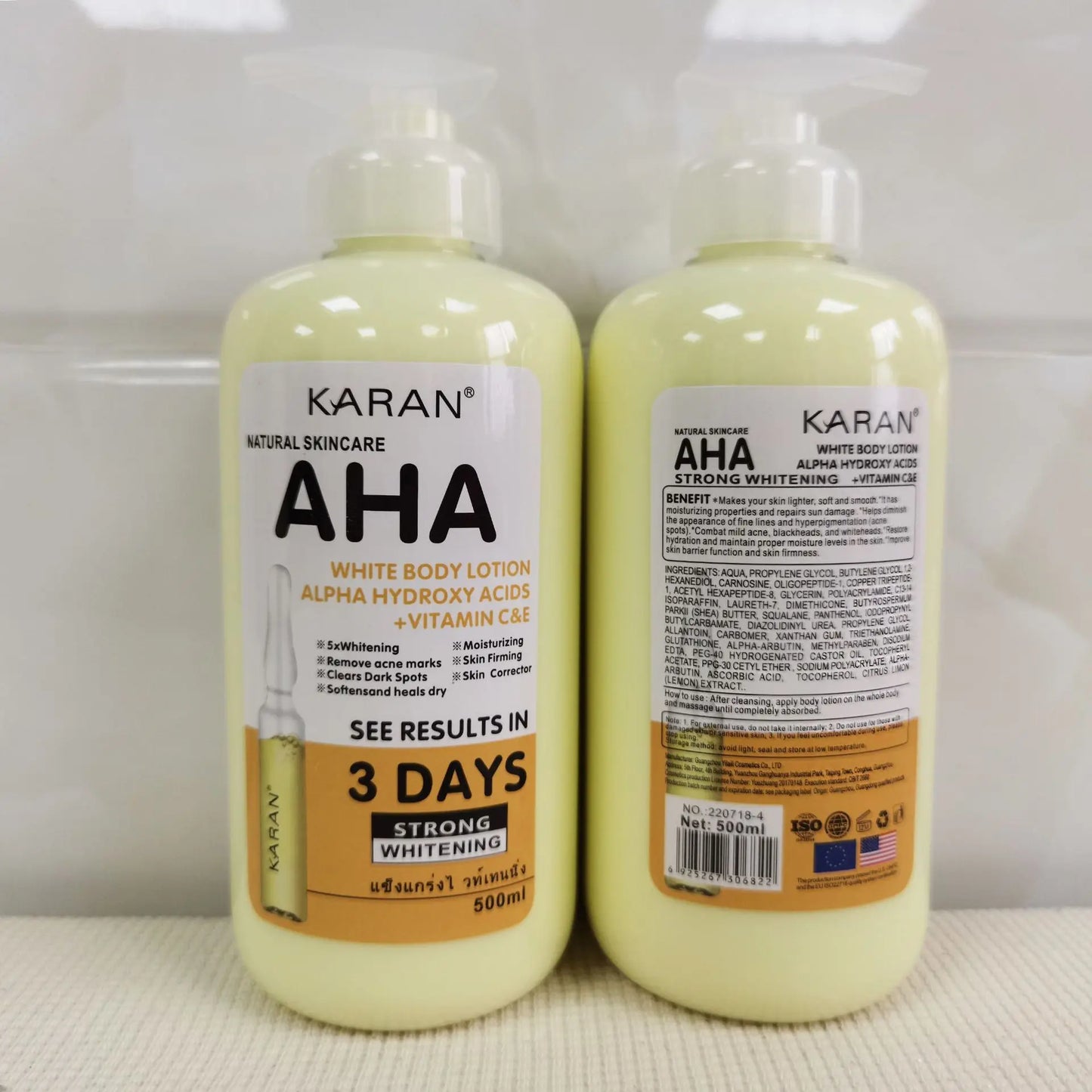 500ml Whitening Body Cream Hydroxy Acids Vitamin C&E Moisturizing Lightening Body Lotion Skin Care Remove Acne Marks