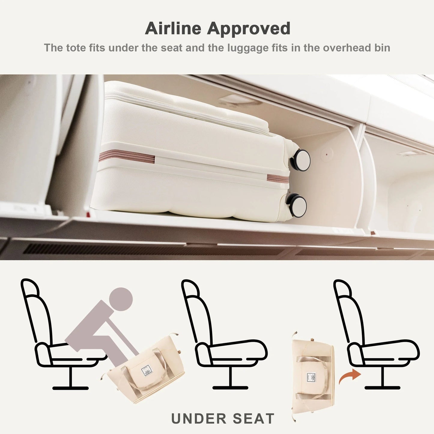 3-Piece Luggage Set with 20" Front-Opening Carry-On, 28" Expandable Suitcase, and Expandable Travel Bag, white Viralgem Store