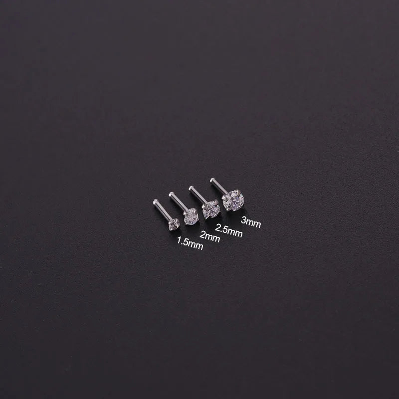 1PC 1.5-3mm Mini Zircon Nose Studs 316L Stainless Steel L Shape Nose Ring Cartilage Earrings for Women Men Body Piercing Jewelry Viralgem Store