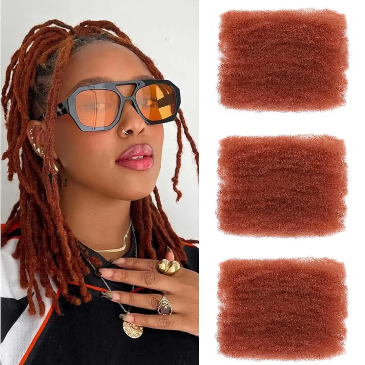 Afro Kinkys Bulk Synthetic Hair for Dreadlock Extensions Loc Repair Braiding Twist Tight Afro Kinky Synthetic Hair for Locs