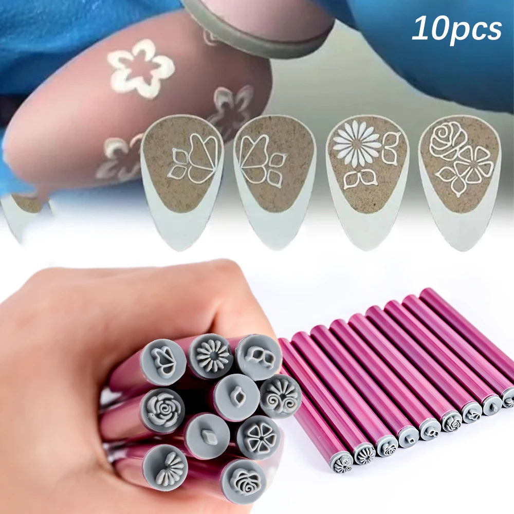 10/6/4pcs Nail Art Stamp Pen Set Handicraft Graffiti Flower Nail Templates Stamper Polishing Painting Drawing DIY Manicure Tools