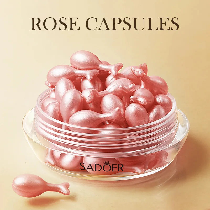 30pcs SADOER Rose Sanil Face Serum Capsule Facial Moisturizing Brightening Firming Facial Essence Beauty Face Skin Care Products